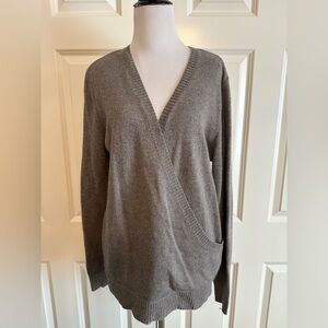 Vici Lovestitch Taupe Faux Wrap Sweater